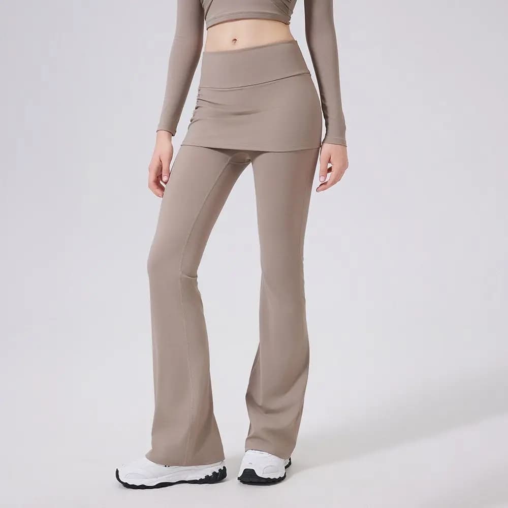 False two high waist yoga pants Long pants with fart curtain to cover the buttocks skirt for women Culottes Dancewear Pilates