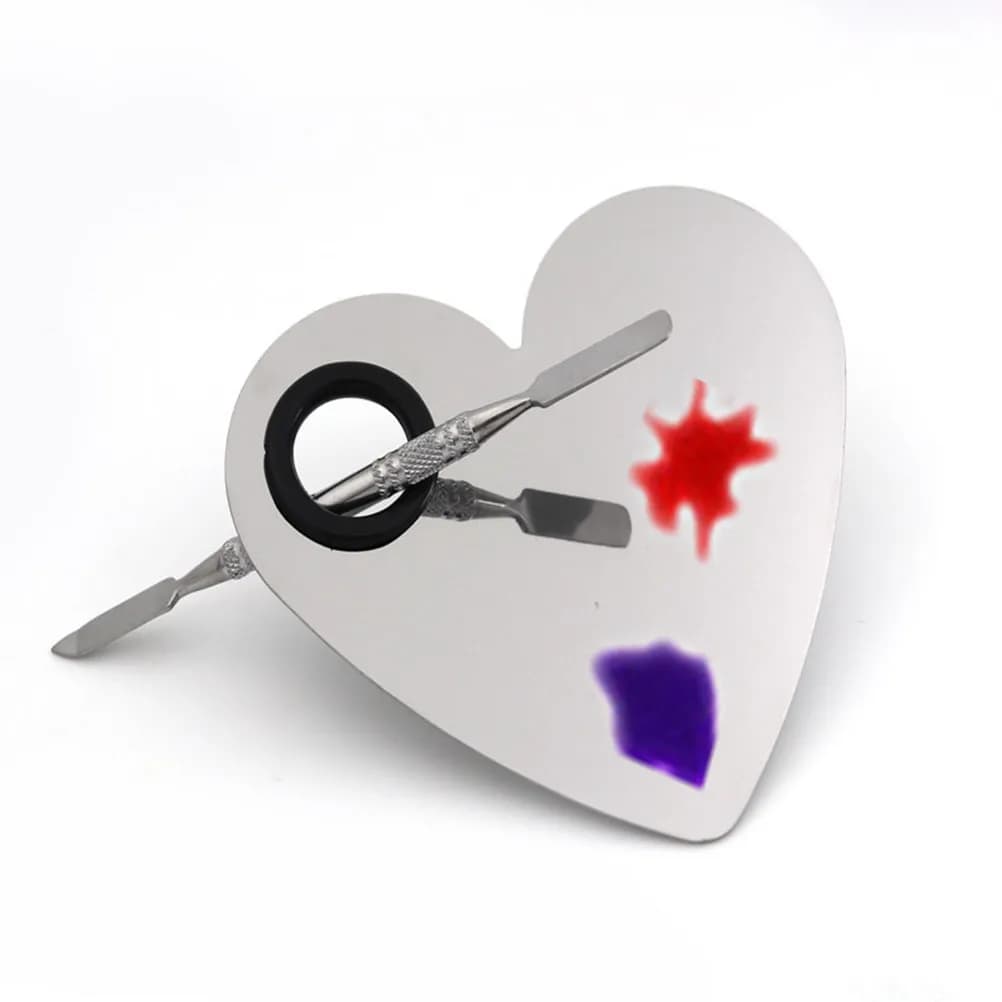 Heart Shaped Foundation Palette Stainless Steel Tool for Mixing Blending Lipstick Eye Shadow Shades Makeup