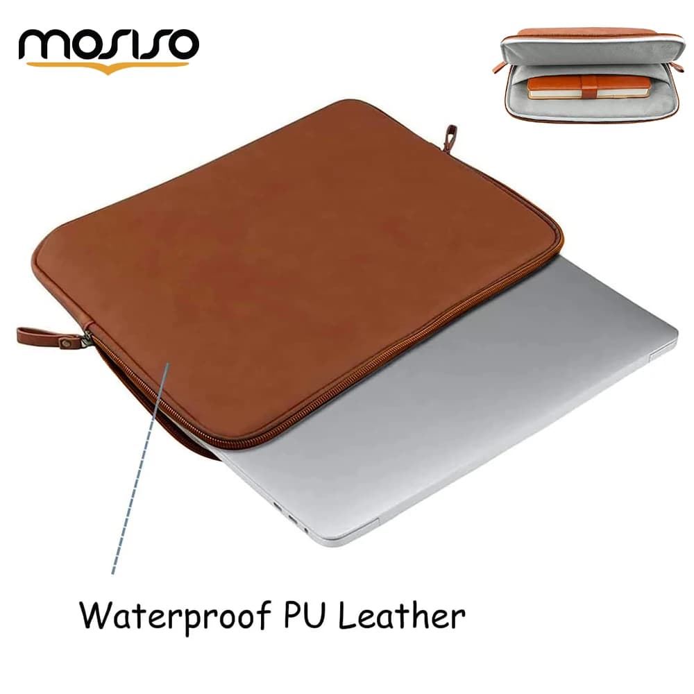 MOSISO Borsa per laptop da 13-16 pollici per MacBook Air 13 Air 15 Pro 16 Pro 14 Borsa imbottita in pelle PU Custodia impermeabile Bussiness