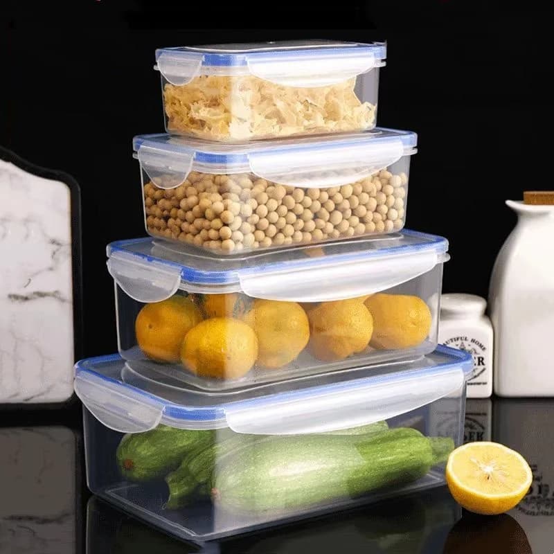 Scatola portaoggetti per frigorifero rettangolare sigillata con coperchio Scatola per pranzo riscaldata al microonde in plastica con coperchio