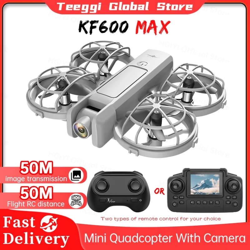 Nuovo mini drone KF600 RC con copertura protettiva per fotocamera e luci a LED antiurto con schermo RC Quadcopter giocattolo per regalo per bambini