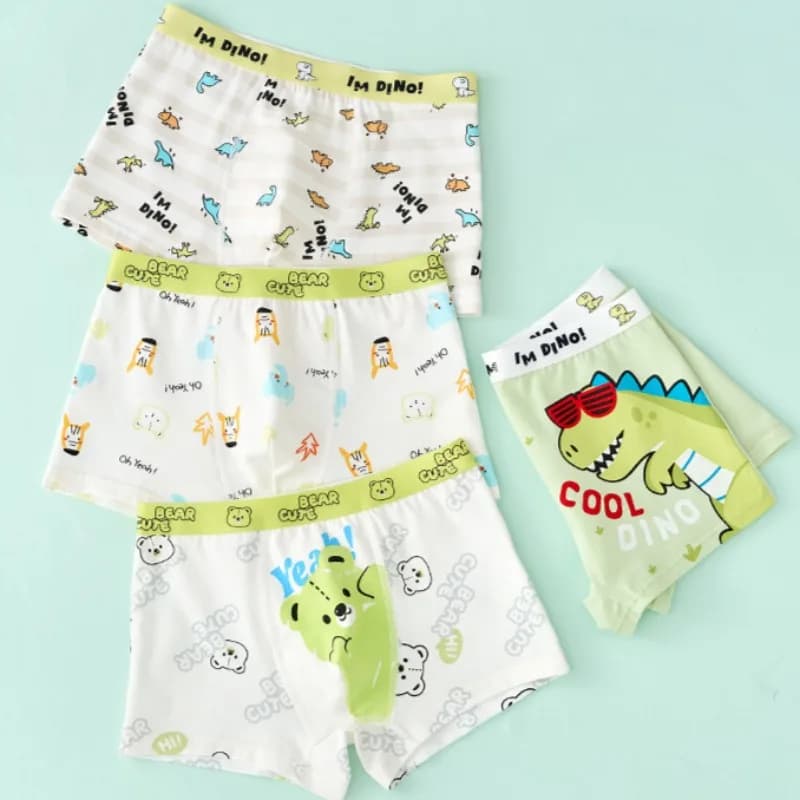 4 pieces boys cotton soft panties antibacterial children thin and breathable comfort panties 3 + y young boy cute cartoon print underwear