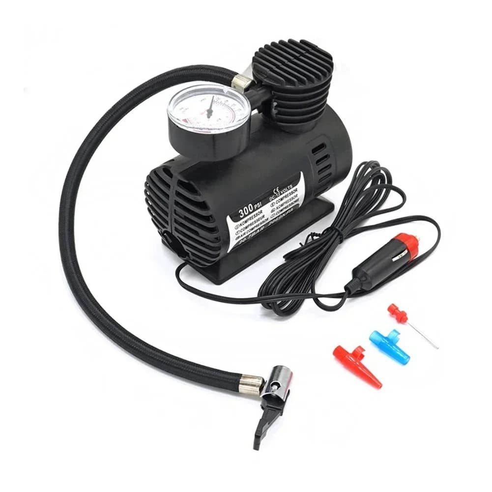 Pompa ad aria elettrica da 60W 12V-24V 300 PSI compressore d'aria per auto gonfiatore portatile per accendisigari per auto biciclette moto Kay