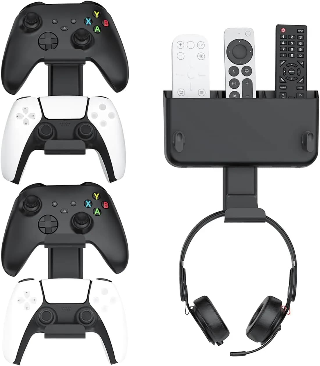 Supporto da parete senza foratura per controller di gioco, cuffie e telecomando con adesivi, confezione da 2