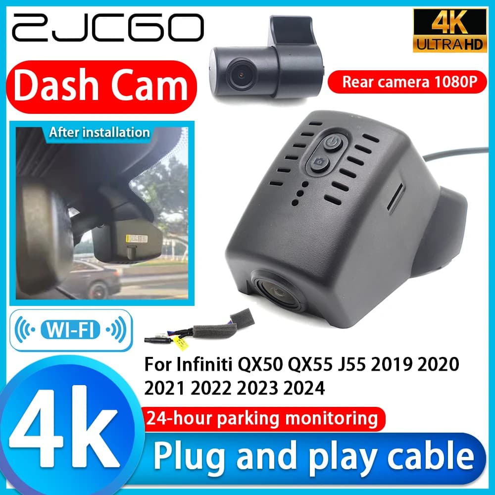 ZJCGO for Infiniti QX50 QX55 J55 2019 2020 2021 2022 2023 2024 Video Recorder 4K UHD Plug and Play DVR Dash Cam
