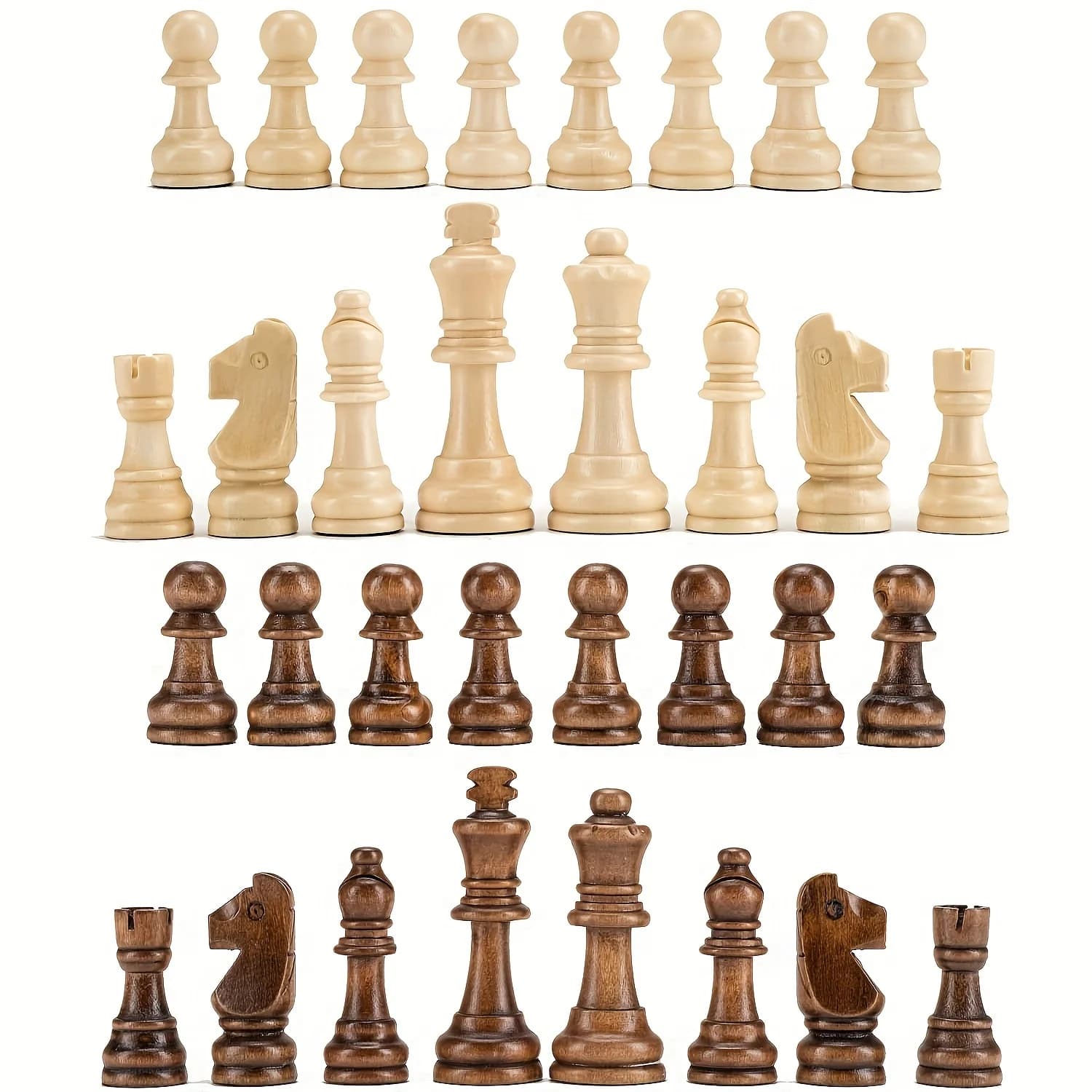 Nuovo set di pezzi degli scacchi in legno massello di alta gamma da 7,8 cm/3 pollici, 32 pezzi per gioco da tavolo.