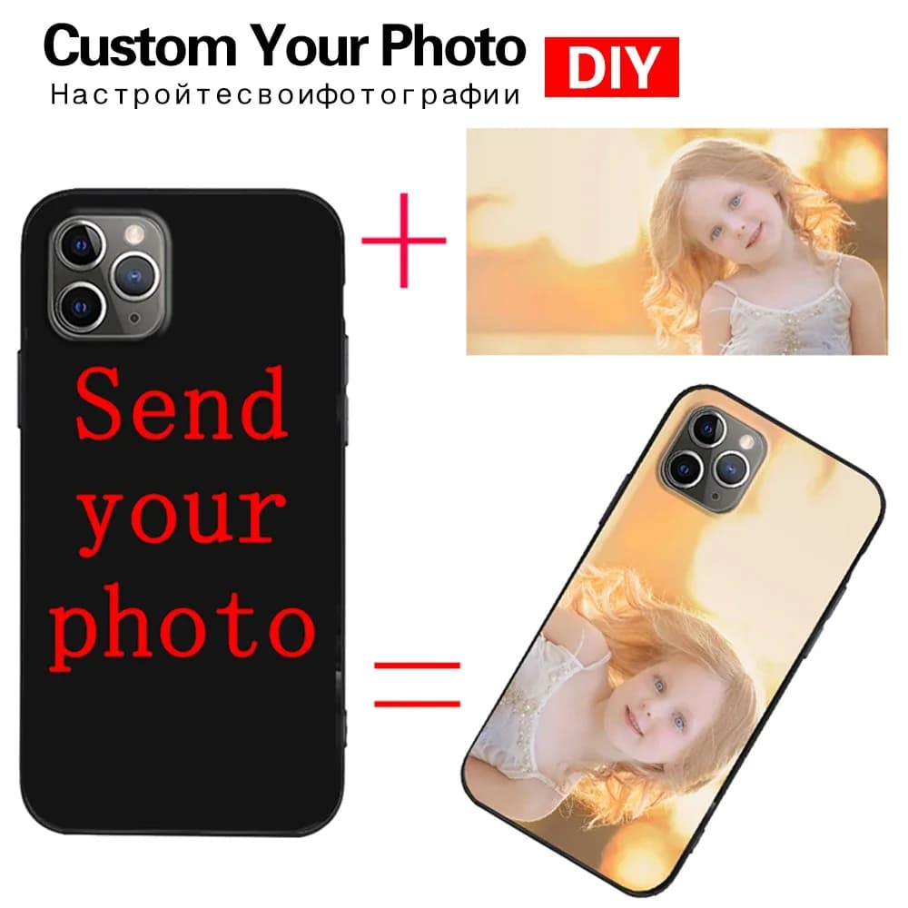 Custom Case For IPhone 16Promax 16e 14 15 Pro MAX 13 11 12 Pro 7 8 Plus X Xs XR Cover Black Design Soft Transparent Personalized