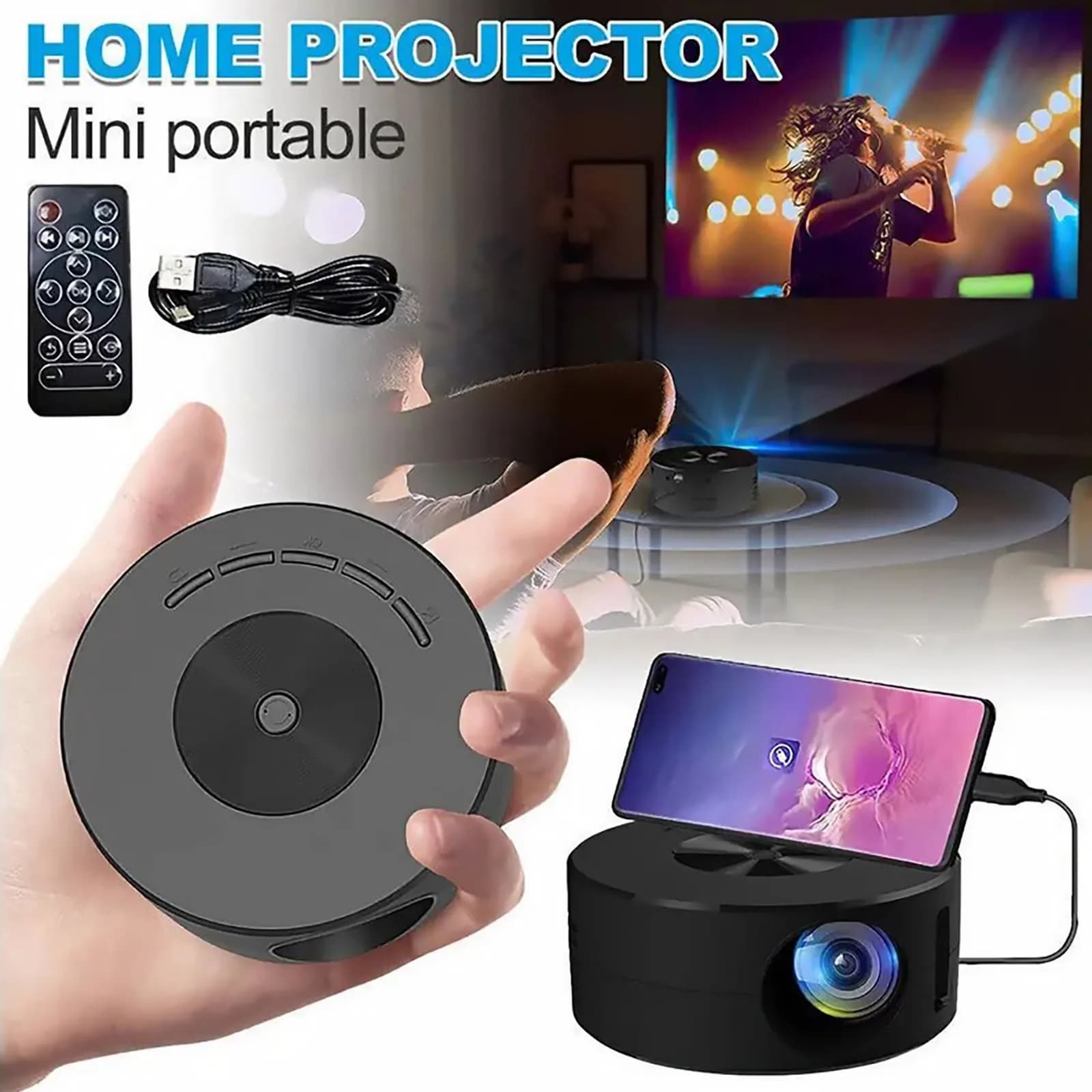 HD 1080P Mini portable LED projector Home Cinema outdoor film projector for Android smartphones with service life of 30000 hours