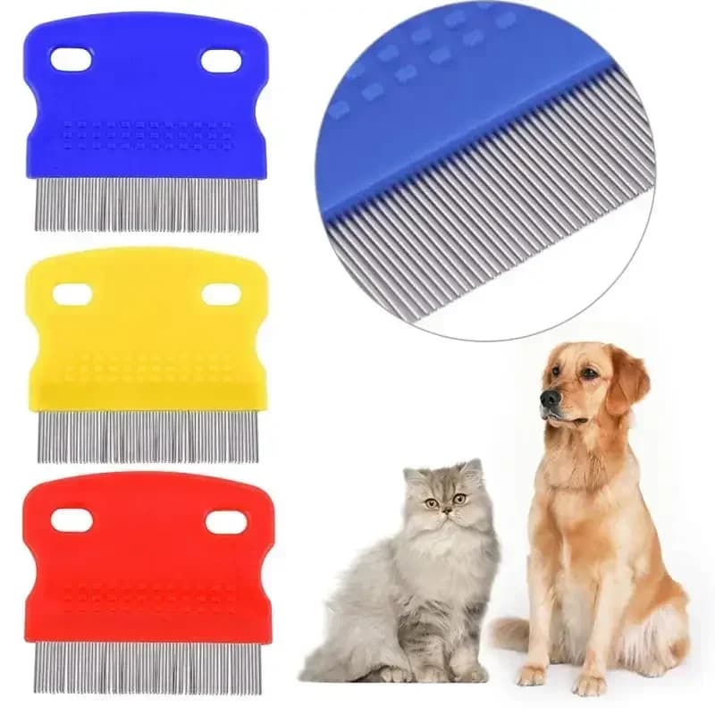 →Pettine per animali domestici Smacchiatore per strappo Pettine per toelettatura per cani Rimuove delicatamente muco e crosta Piccoli pidocchi Pettini per pulci per cani Forniture per gatti