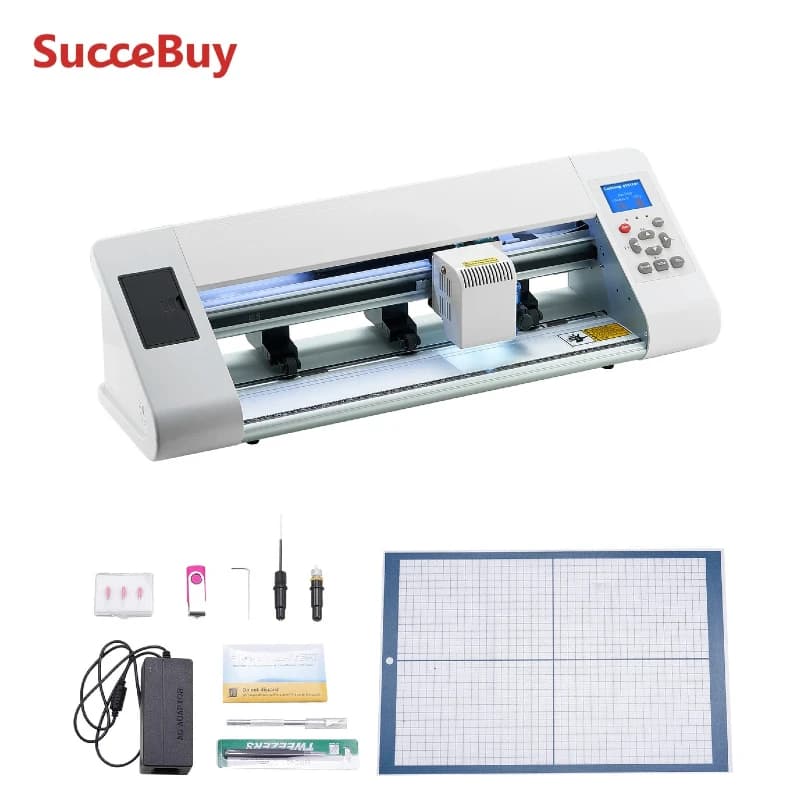 SucceBuy Macchina da Taglio Vinile Automatica con Rilevamento Bordi 12in/21in, Software di Progettazione e Materiali Compatibili con Molteplici Formati di File
