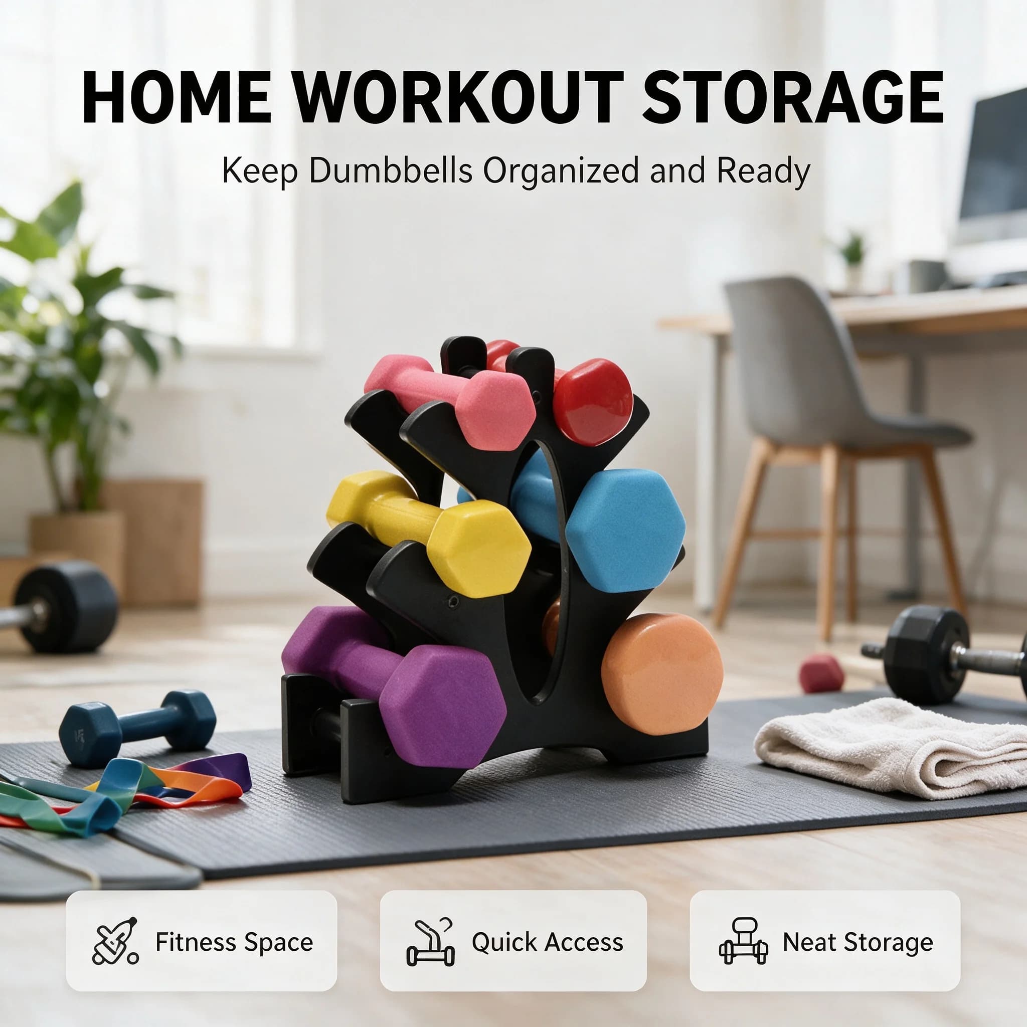 1pc Portable Dumbbell Storage Rack Compact Dumbbell Stand Rack Home Gym Small Workout Space Fitness Storage Equipment Accessory