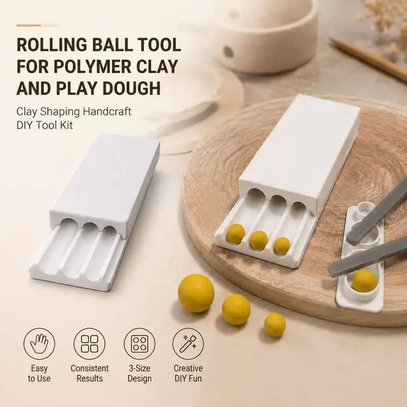Rolling Ball Tool for Polymer Clay and Play Dough Clay Shaping Handcraft DIY Tool Kit
