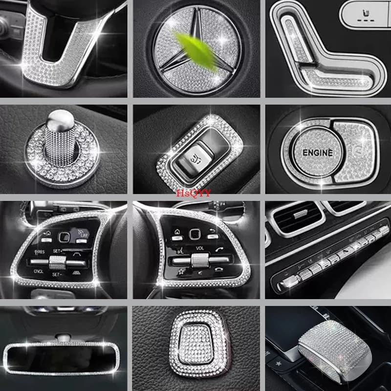 For Mercedes Benz GLE GLS Class W167 X167 AMG Center Console Trim Interior Accessories Diamond Cover second Crystal Sticker