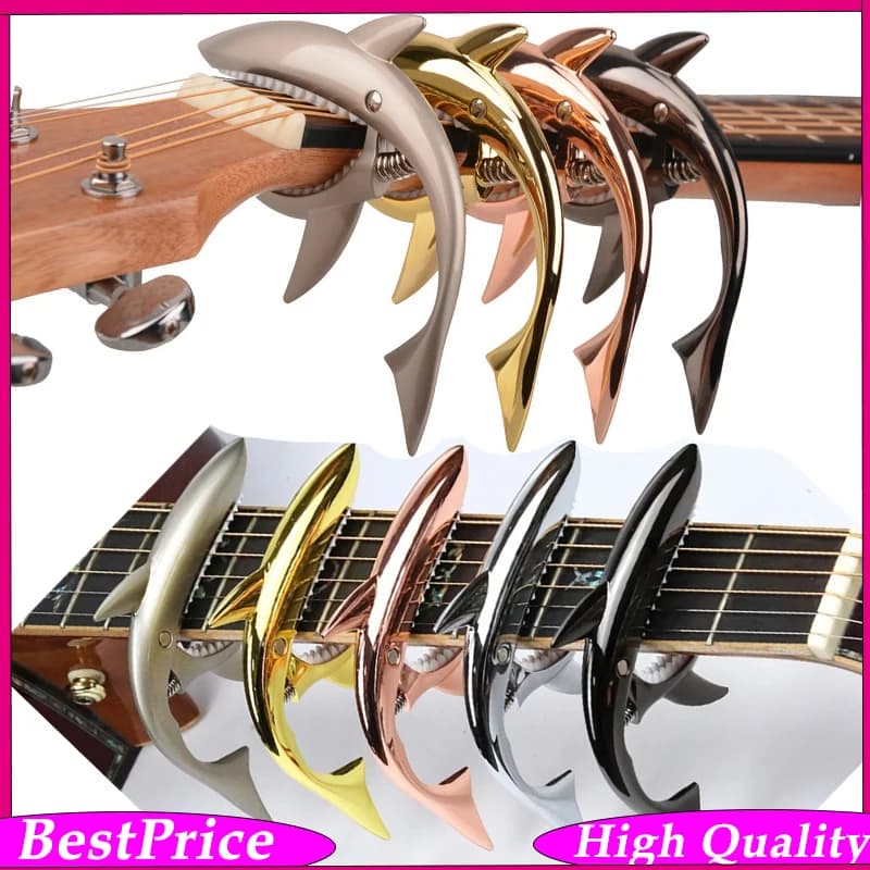 Metal Shark Zinc Alloy Quick-Change Guitar Capo – Ergonomic Grip for Acoustic Electric Guitar Ukulele & Bass Universal Capo