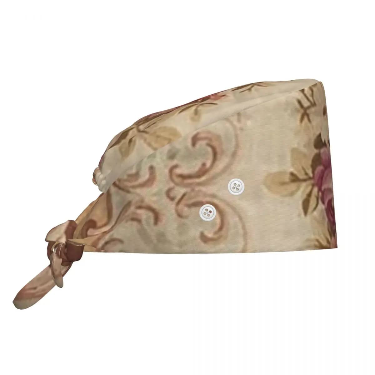 Cappello Chirurgico con Stampa Floreale Rosa Antica Stile Aubusson Francese, Berretto da Lavoro per Medici, Infermieri e Dentisti, Regolabile per Uomini e Donne