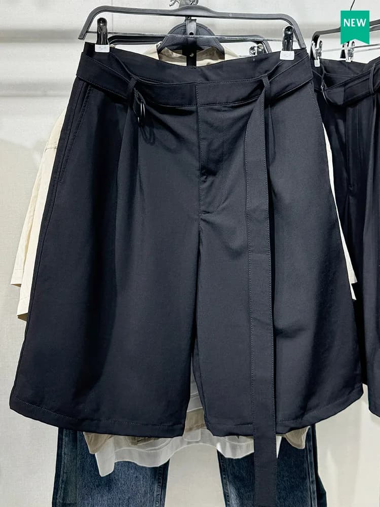 New Men's Summer Pants Casual in Gamba Dritta, Three-quarter Racing Pants with Decorative Belt, Comfortable and Breathable for Young