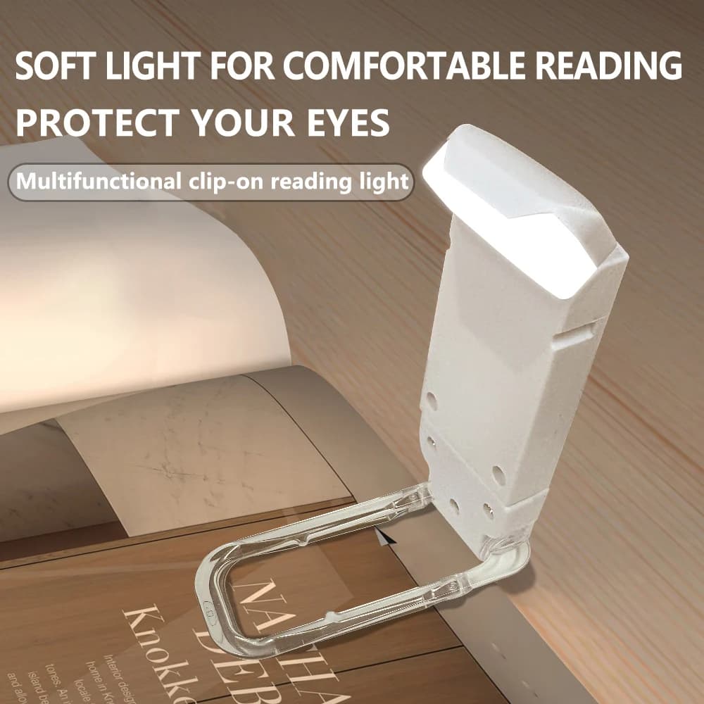 Mini luce da lettura USB con clip per protezione degli occhi, luce da segnalibro pieghevole, luce da libro con clip, luce da lettura a LED, clip per libro con ricarica portatile