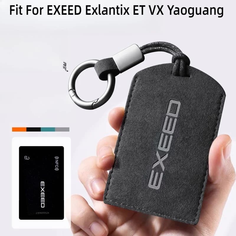 Misura per EXEED Exlantix ET VX Yaoguang Portachiavi per auto NFC Smart Card Custodia protettiva in pelle scamosciata