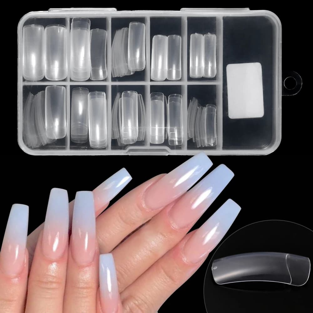 100 pz/scatola punte per unghie artificiali mezza copertura unghie punte per unghie colorate capsule per unghie trasparenti acriliche manicure francese unghie finte