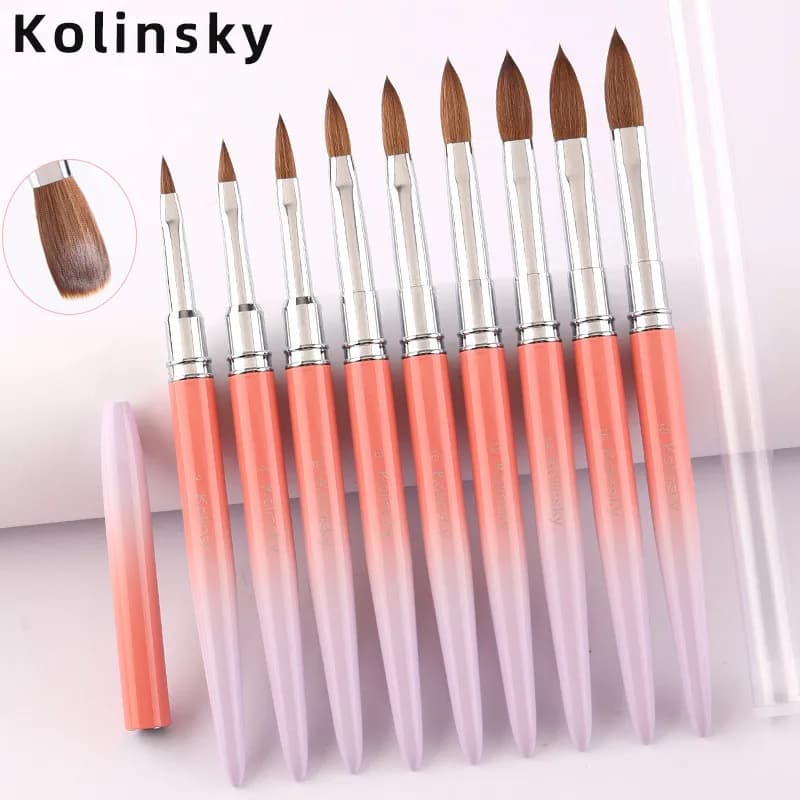 1PC Kolinsky Hair Nail Art Brush Acrylic UV Gel Carving Pen Brush Liquid Powder DIY Nail Painting Drawing Tools