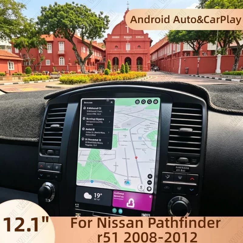 12.1" Android 14 Auto CarPlay Touch Screen For Nissan Pathfinder r51 2008-2012 Car Radio Multimedia Stereo Player GPS Head Unit