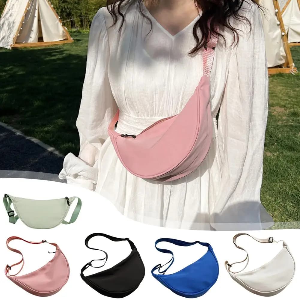 Borsa a Tracolla Casual da Donna in Nylon alla Moda, Borsa a Forma di Raviolo, Grande Borsa a Tracolla Casual da Donna