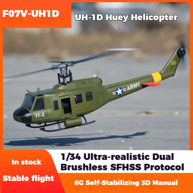 Elicottero RC Yuxiang F07V UH1D Huey a 6 Canali, Acrobazie 3D, Futaba S FHSS, Senza Alette, Altamente Simulato, per Hobby all'Aperto per Adulti