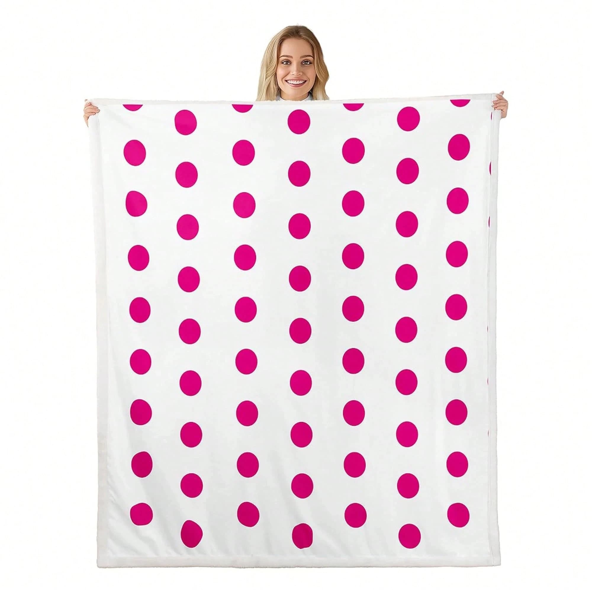 Coperta in Flanella Rosa a Pois, Stampa 2D su un Lato, Morbida e Divertente, per Camera da Letto, Soggiorno, Divano, Regalo Accogliente