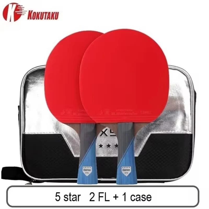 Set di Racchette da Ping Pong KOKUTAKU 4 5 6 Stelle, Doppie Racchette con Borsa per Adulti