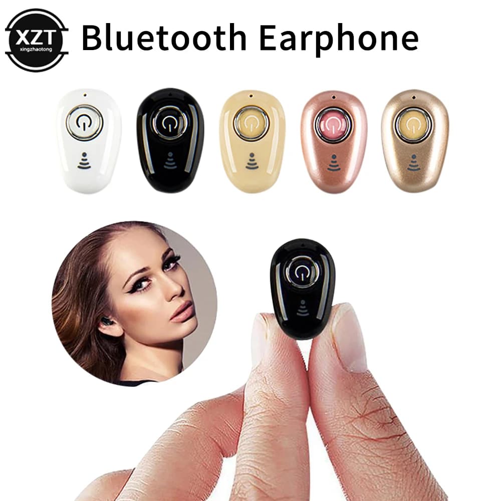 Auricolare Bluetooth wireless monaurale Mini pulsante nascosto Sport Business Auricolare per telefono da gioco Bluetooth con microfono Borsa OPP
