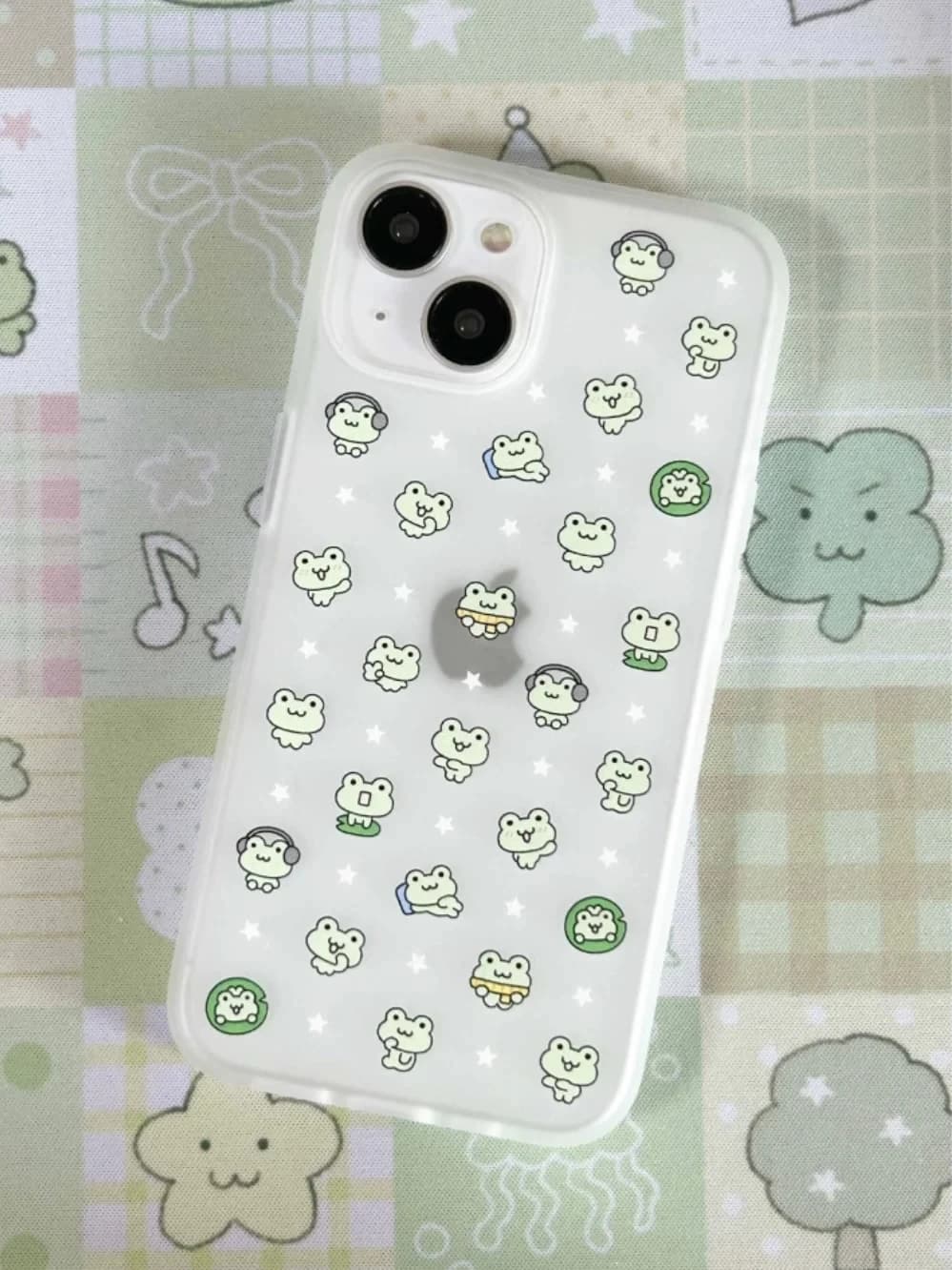 Full Screen Little Frog Stars Kawaii Phone Case For iPhone 18 17 16 15 14 13 12 11 Pro MAX MINI XR XS 7 8 Plus 17air 16e Cover