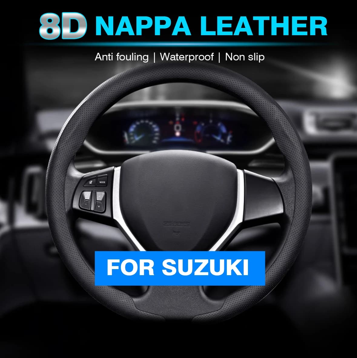 Coprivolante in pelle ventilata antiscivolo per auto per Suzuki S-Cross Swift SX4 Vitara Jimny Grand-Vitara Baleno Ciaz Samurai
