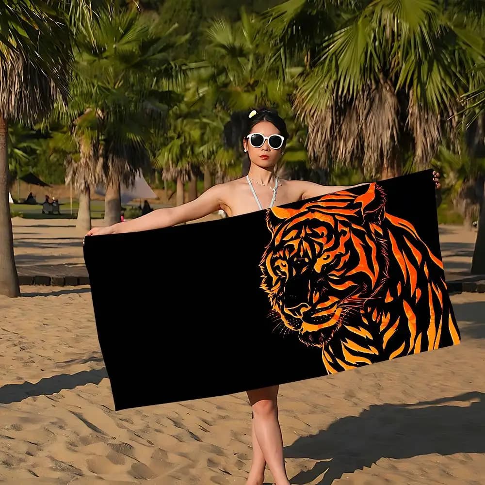 Asciugamani da spiaggia grandi in microfibra con motivo tigre Asciugamano ad asciugatura rapida Asciugamani da spiaggia con sabbia Asciugamano da piscina per viaggi Piscina da nuoto Yoga