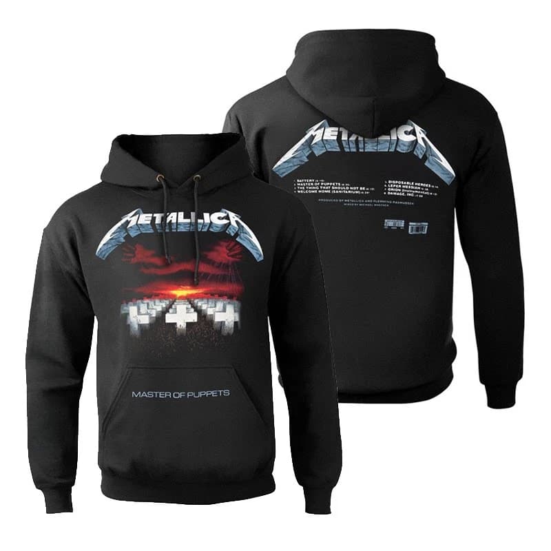 Hot Autumn-winter Metallica Rock Band "King of Metal" Dark-themed American High Street Hooded Sweatshirt for Men