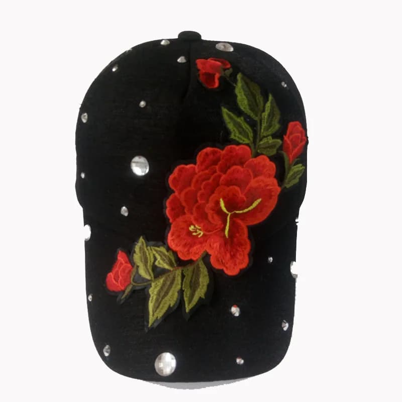 New autumn baseball cap for women with embroidered three-dimensional peony flowers, sailor dance ethnic style sun protection hat