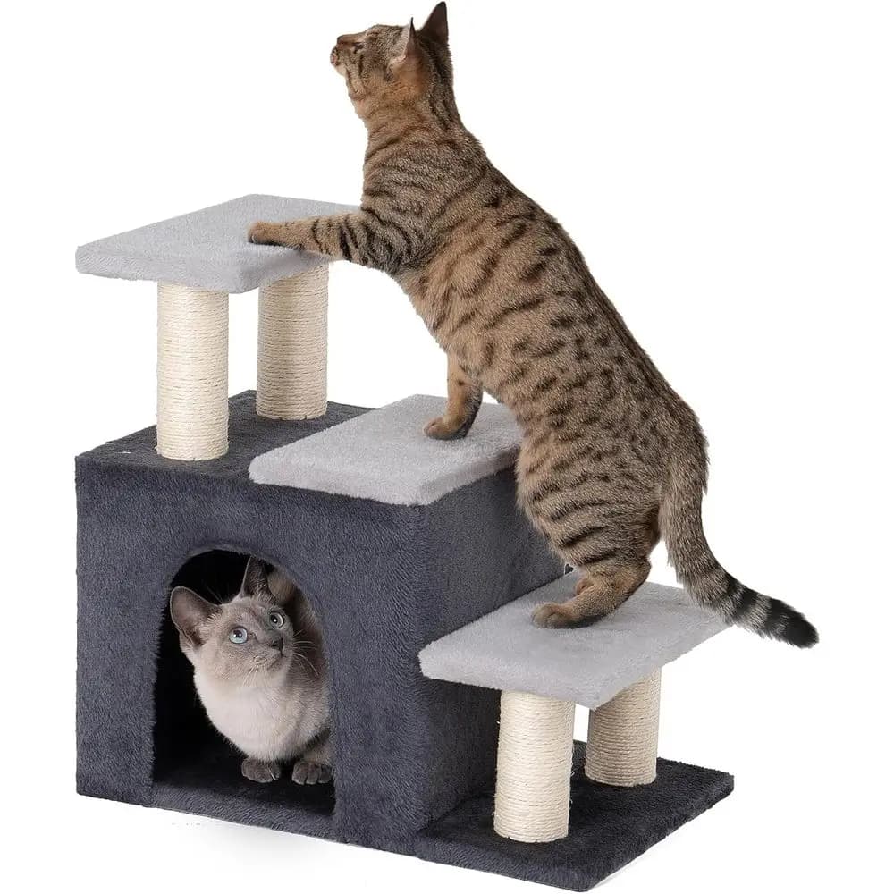 3-in-1 Pet Stairs for Cats, Dogs, Small Rabbits, 6.29 Depth Cat Stairs, Indoor Cat Ladders, High Bed Access, Pet's Joints, 1 Cat