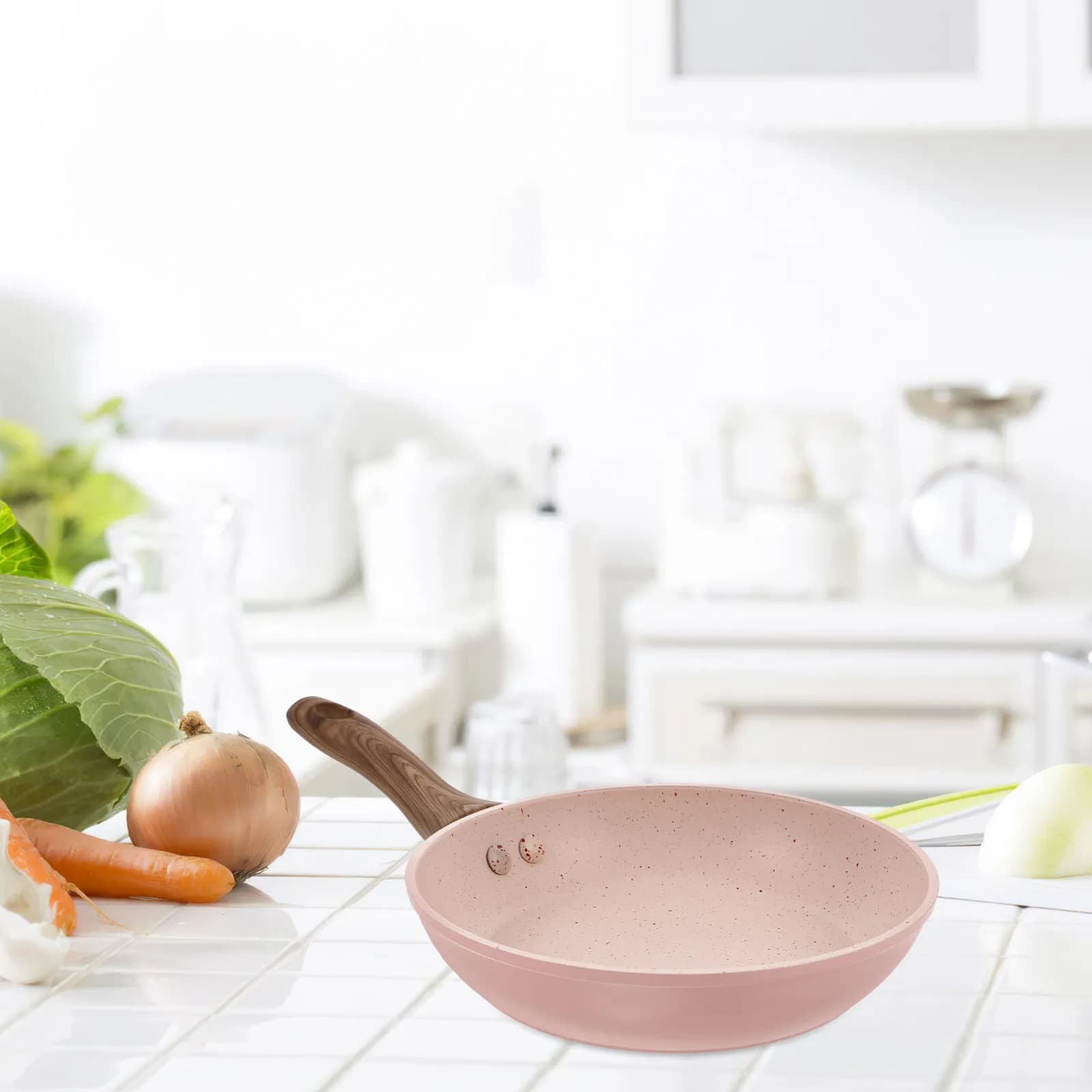 Non Stick Fry Pan Mini Marble Coating Small Frying Pan for Eggs Omelets Food Aluminum Skillet with Wood Handle Induction