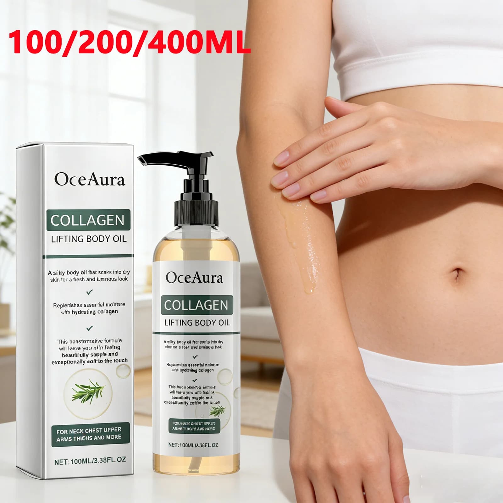 Oil Body Collagen Hydrating Massage, Essential Oil for Arms, Bread and Legs, Non-Unusual Dry Skin Care 100ml