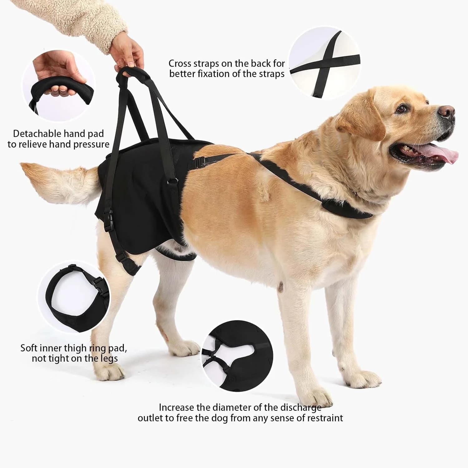 Dog Sling Harness, Adjustable Hind Leg Hip Support Lift Sling,Senior Canine Mobility Aid Carrier for Walking Rehabilitation