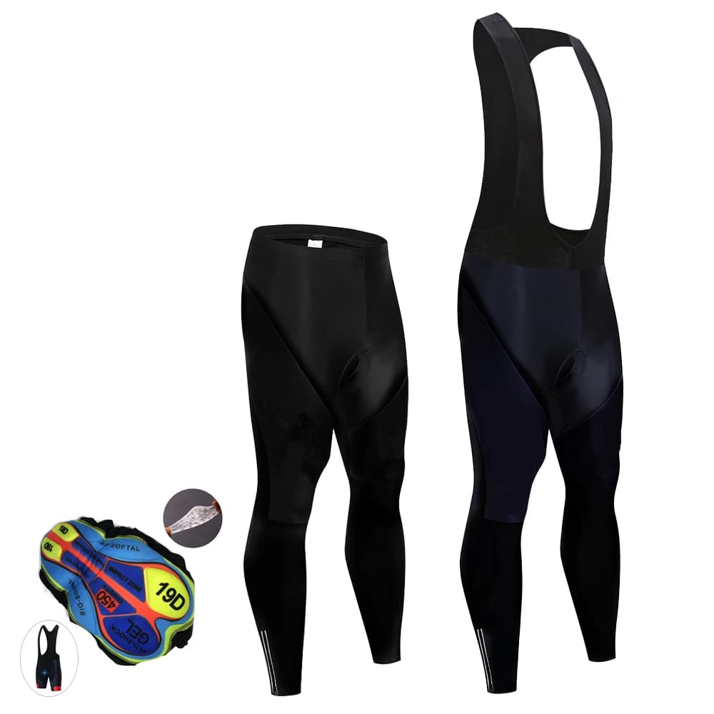 All black Summer Cycling Bib Breathable Shorts MTB Cycling Cycling Pants Long Bike Shorts Men's Bike Shorts Long Trousers with Bike Braces Quick Dry