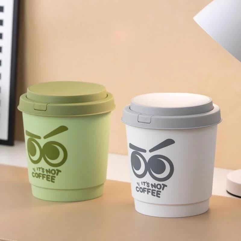 Mini Desktop Car Trash Can With Lid Portable Plastic Small Garbage Bin Cute Office Dormitory Home High Aesthetic New Model