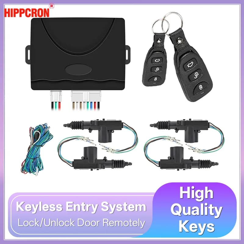 Kit di chiusura del sistema di accesso senza chiave per porta con serratura telecomando per auto Hippcron 12V con attuatore per serratura a 4 porte universale