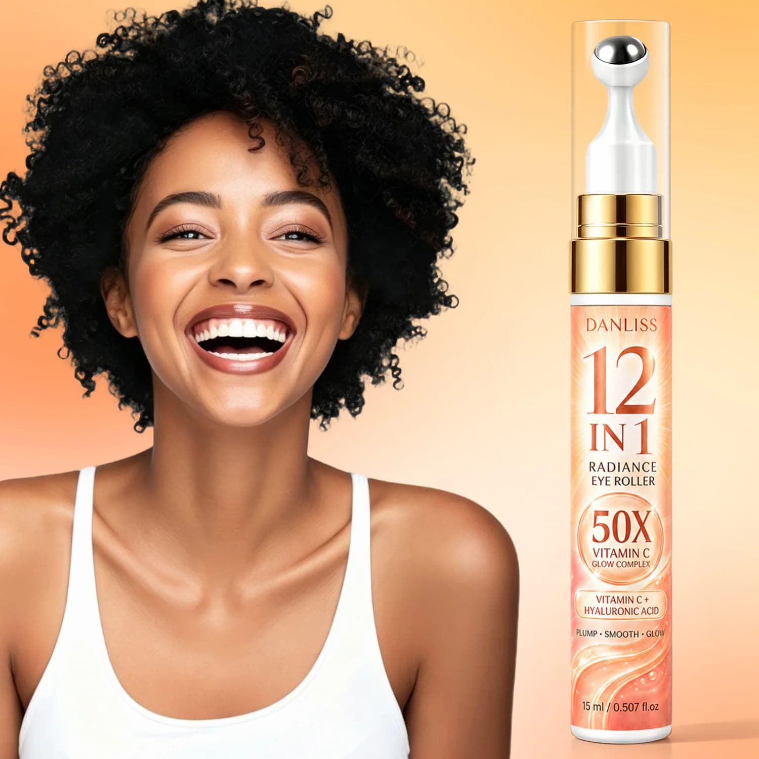 12 in 1 Radiance Eye Roller Serum with 50X Vitamin C - Anti-Aging, Brightening & Firming Eye Treatment for Smoother.