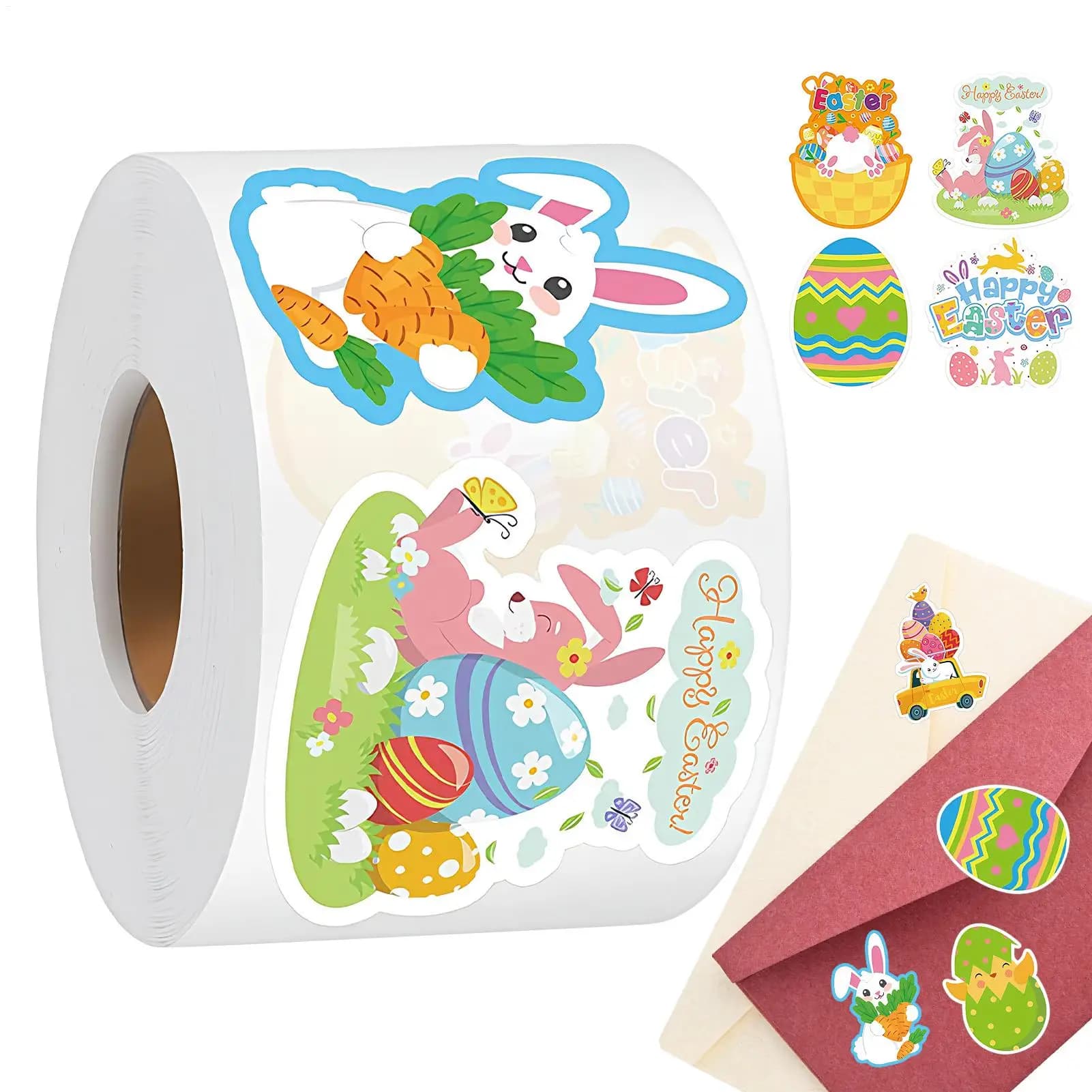 Wall decals Easter 500 Pieces, Decalcomanie Waterproof with Bunnies and Eggs for Children, Make from You, Scrapbook, Tickets, Cover for Phone, Laptop, Water Bottles, Party Decorations