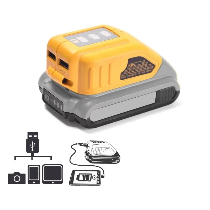 Convertitore USB per Batterie DEWALT 14.4V 18V 20V Li-ion, Adattatore di Ricarica USB DCB090, Alimentatore