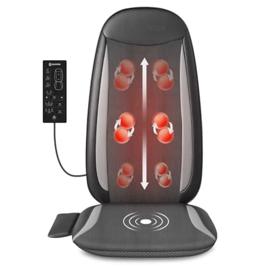 Shiatsu massager for back with warmth, heated massage cushion for chair, for deep relief of back, neck and hips, with Knead function.