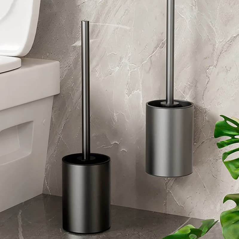 Space Aluminum Toilet Brush No Dead Angle Washing Toilet Brush Wall Hanging Perforation-free Toilet Cleaning Equipment
