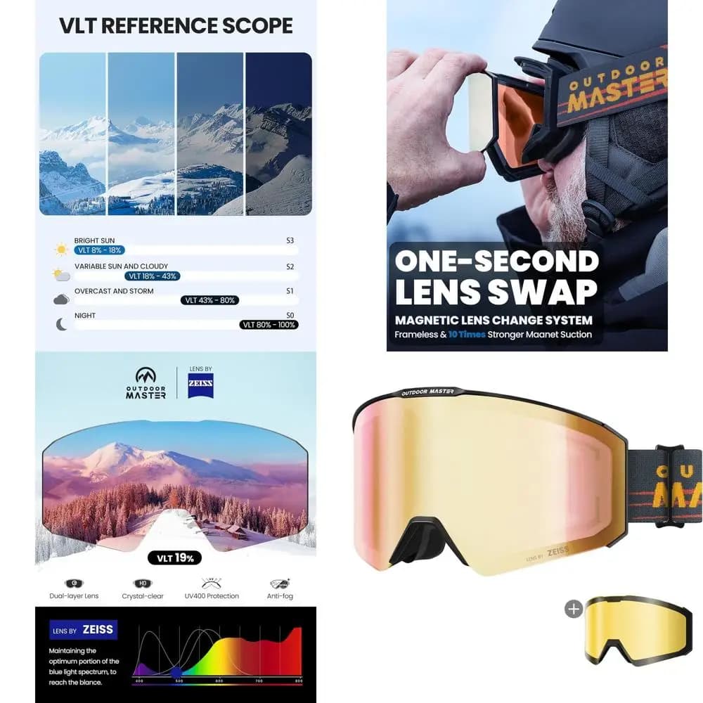 Occhiali da sci con lenti intercambiabili con compatibilità antiappannamento e OTG per lo snowboard