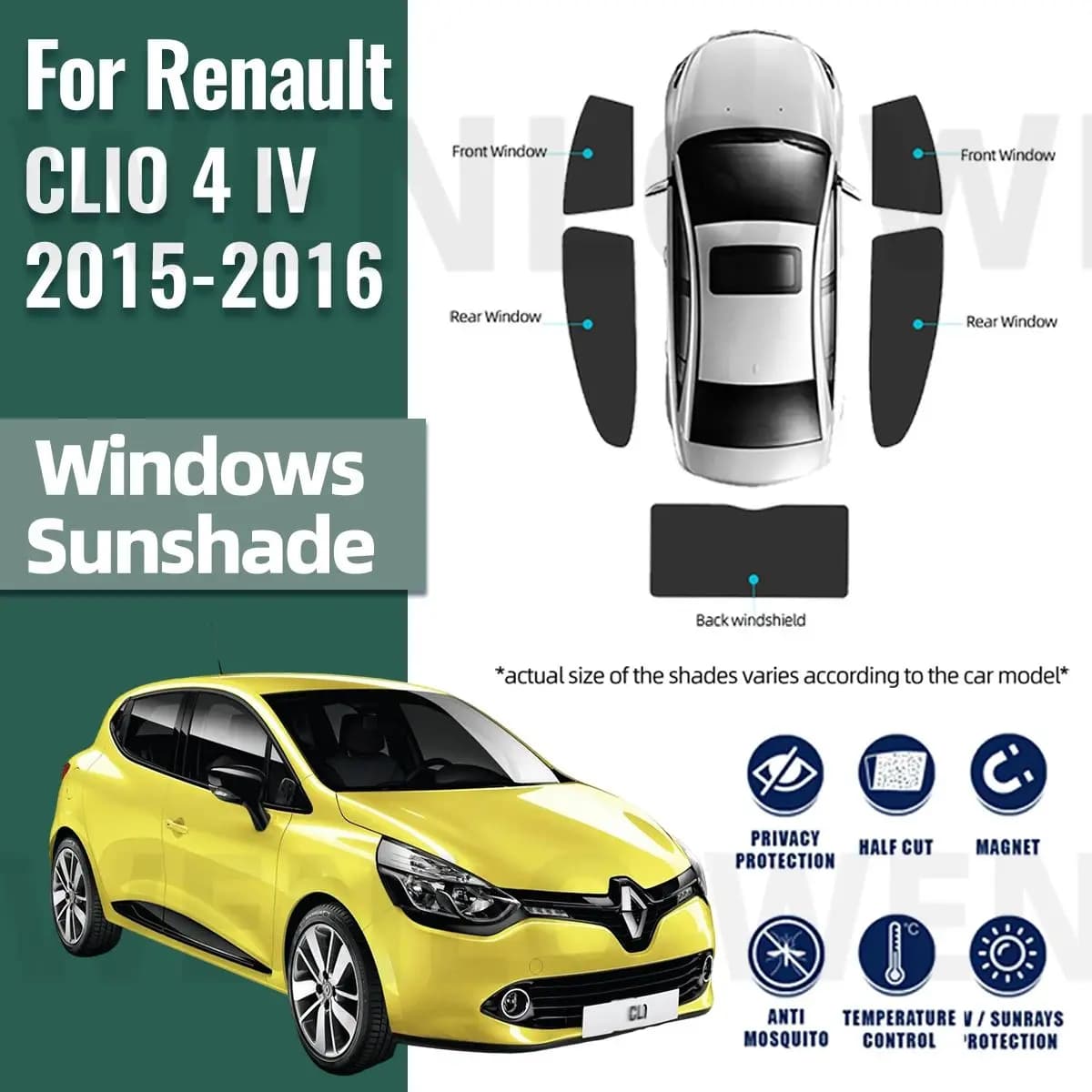 Per Renault CLIO 4 2015 2016 Lunotto Laterale Posteriore Parasole Visiera Auto Parasole Accessori Parabrezza Anteriore Maglia Veicolo Tenda