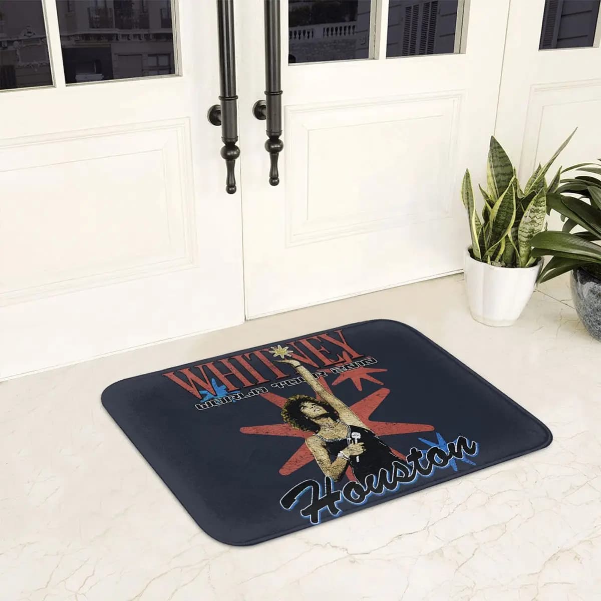 Whitney Houston World Tour Cracked Non-slip Doormat Floor Mat Antiwear Carpet Rug for Kitchen Entrance Home Bedroom Footpad Mats
